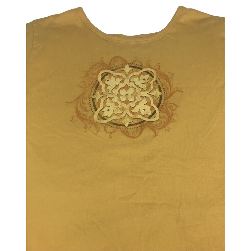 Bit & Bridle Women's Shirt XL Yellow Graphic Country Western TShirt Short Sleeve - Picture 3 of 12